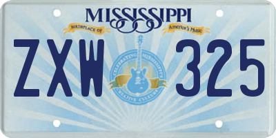 MS license plate ZXW325