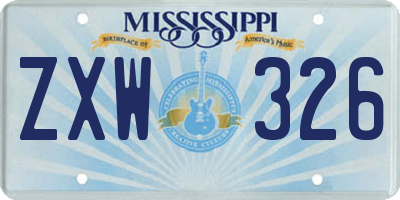 MS license plate ZXW326