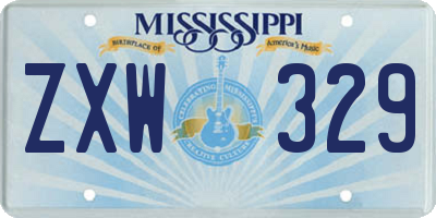 MS license plate ZXW329
