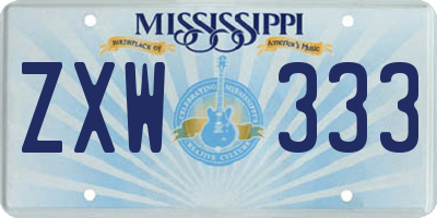 MS license plate ZXW333