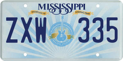 MS license plate ZXW335