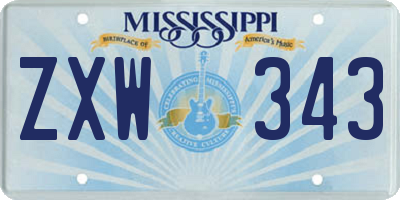 MS license plate ZXW343