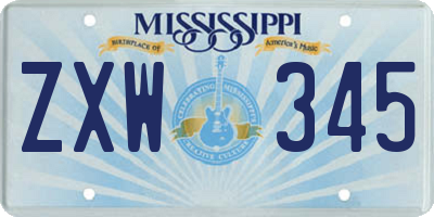 MS license plate ZXW345