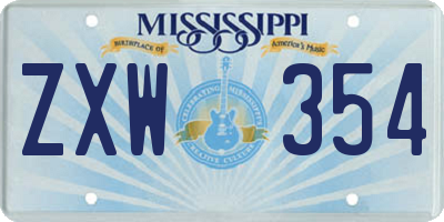 MS license plate ZXW354