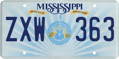 MS license plate ZXW363