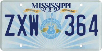 MS license plate ZXW364