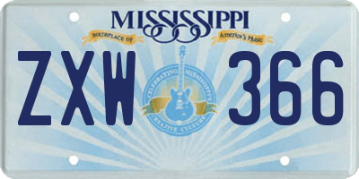 MS license plate ZXW366