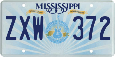 MS license plate ZXW372