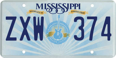 MS license plate ZXW374