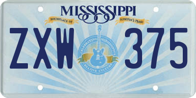 MS license plate ZXW375