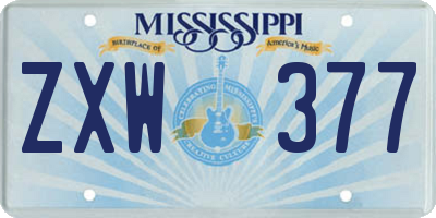 MS license plate ZXW377