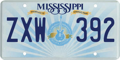 MS license plate ZXW392