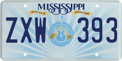 MS license plate ZXW393