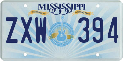 MS license plate ZXW394