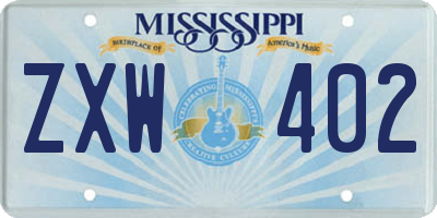 MS license plate ZXW402