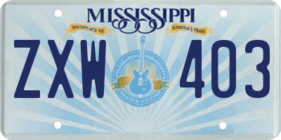 MS license plate ZXW403