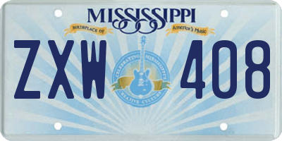MS license plate ZXW408