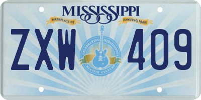 MS license plate ZXW409