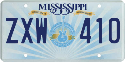 MS license plate ZXW410