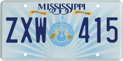 MS license plate ZXW415