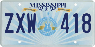 MS license plate ZXW418