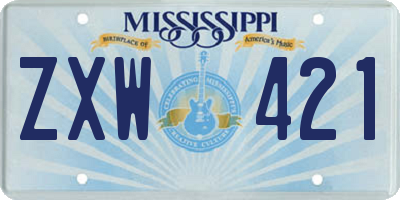 MS license plate ZXW421