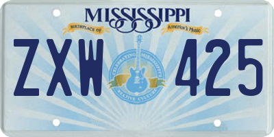 MS license plate ZXW425