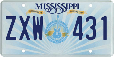 MS license plate ZXW431