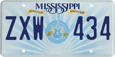 MS license plate ZXW434