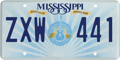 MS license plate ZXW441