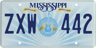 MS license plate ZXW442