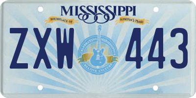 MS license plate ZXW443
