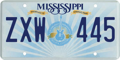 MS license plate ZXW445