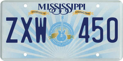 MS license plate ZXW450
