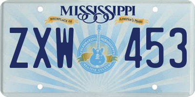 MS license plate ZXW453