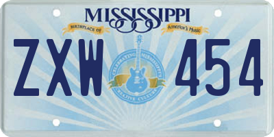 MS license plate ZXW454