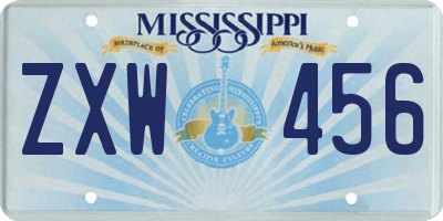 MS license plate ZXW456