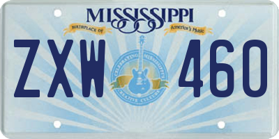 MS license plate ZXW460