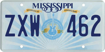 MS license plate ZXW462