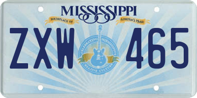 MS license plate ZXW465