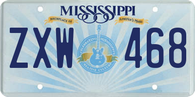MS license plate ZXW468