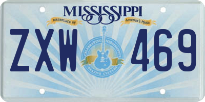 MS license plate ZXW469