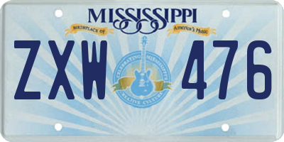 MS license plate ZXW476