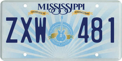 MS license plate ZXW481