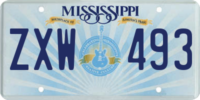 MS license plate ZXW493