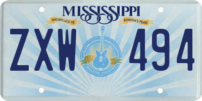 MS license plate ZXW494