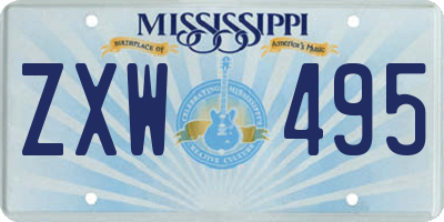 MS license plate ZXW495