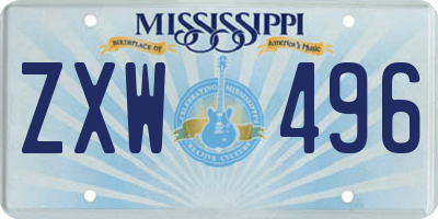 MS license plate ZXW496