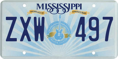 MS license plate ZXW497