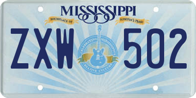 MS license plate ZXW502